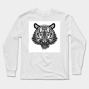 snow leopard ecopop tiger cat in the artic with mexican patterns Long Sleeve T-Shirt